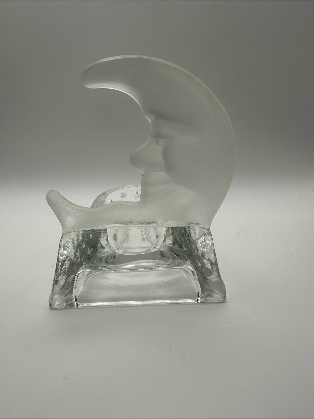 Frosted Glass Celestial Crescent Moon Tea Light Holder Clear - Picture 5 of 10